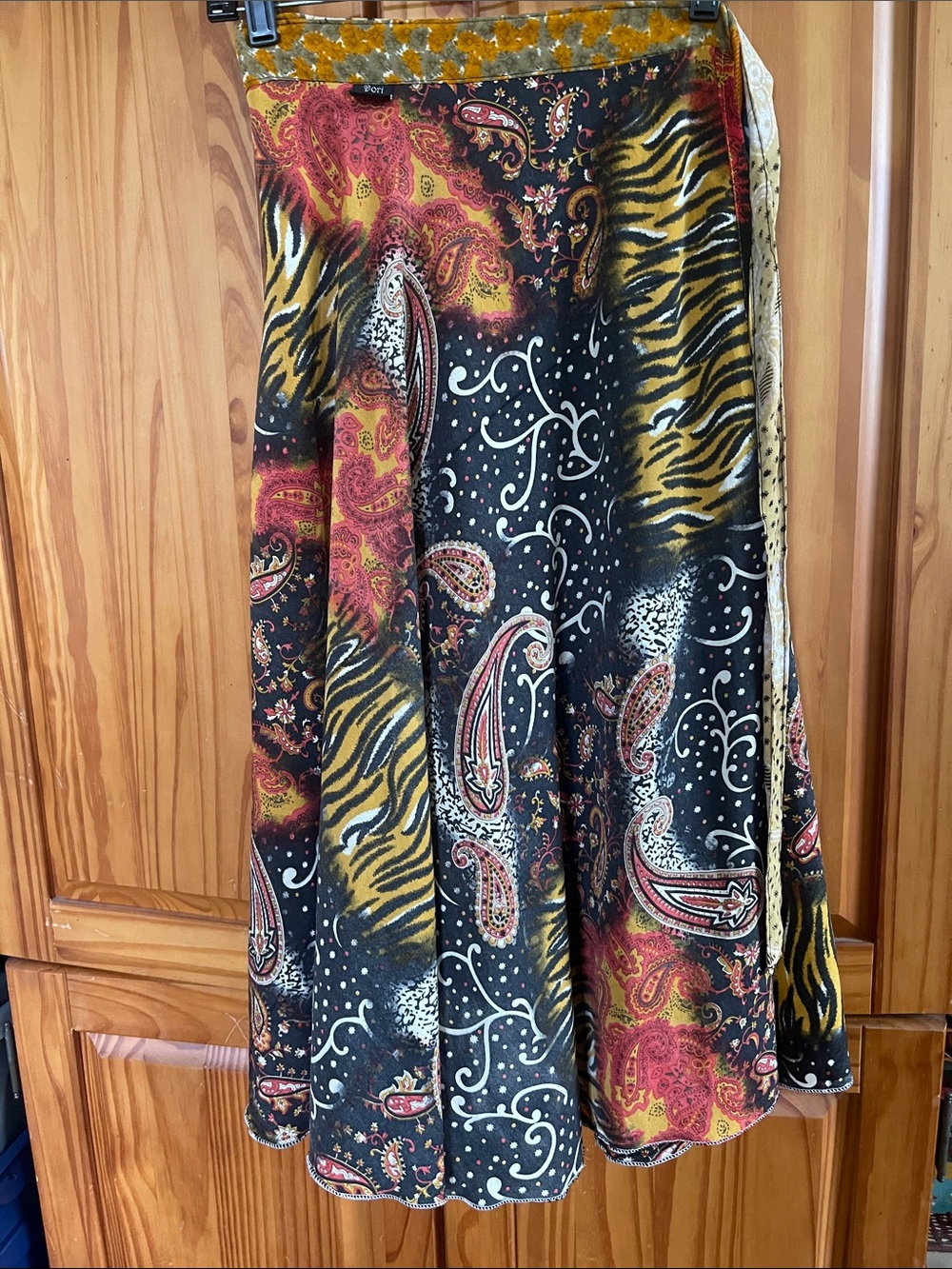 Dori Style Brand~Multicolor Paisley & Tiger-Print Maxi Reversible wrap Skirt